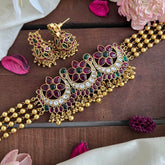 Precious Kemp Flower High Neck Choker-Gold Bead-G14183